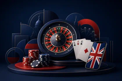 UK online casino hero with a smartphone showing the Union Jack flag